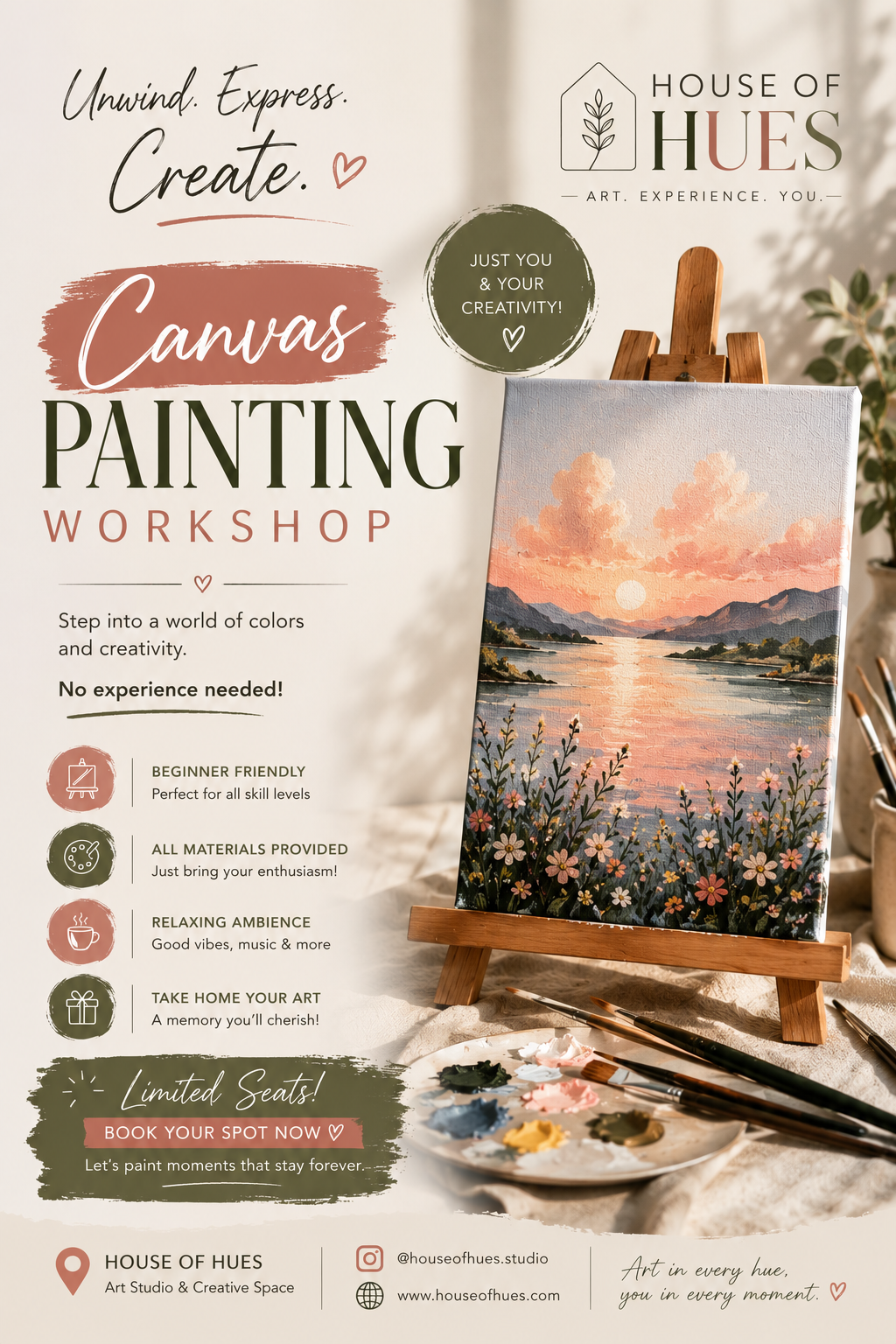 Poster for Canvas Painting Workshop in Kolkata by House of Hues